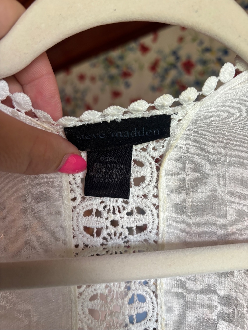 steve madden white crochet trim kimono cover up osfm beach boho resort fairycore - Picture 2 of 5